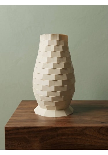 3d Fildişi Vazo Geometrik Özel Baskı