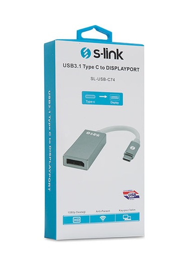 S-lınk Sl-usb-c74, Type-c To Dısplay Port Dp Metal, Çevirici
