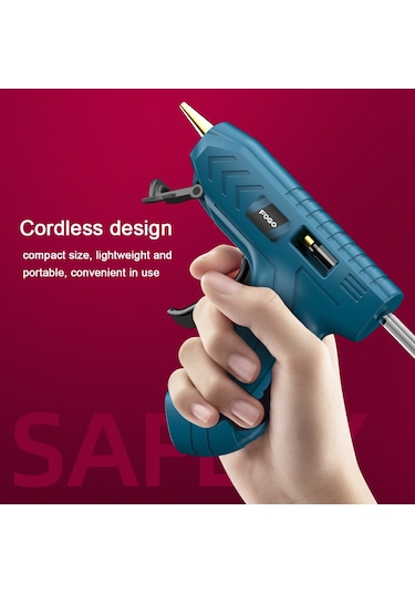 Youmex Kablosuz Lityum Pil Liçli Yapıştırma Tabancası - 15 Saniye Hızlı Isınma 150 C - Ev Diy Ve Tamir İçin Mavi + 10 Adet 7mm Yapıştırma Çubuğu