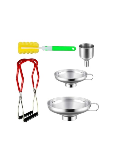 Konserve Hunisi Ve Kavanoz Kaldırma Seti, Temizleme Fırçası Geniş Ağız Klipsli Konserve Hunisi Kavanoz Kaldırıcı, Geniş Ve Normal Kavanoz İçin