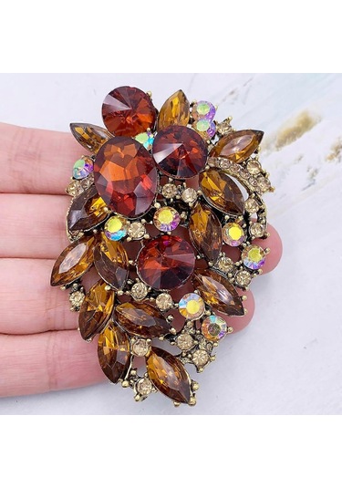 Yapay Elmas Açıklama Broş Pin Çiçek Elbise Aksesuarı Çok Renkli