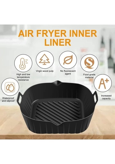 Ulzyvf Siyah Silikon Saplı Pratik Kaplamalı 8.6 İnç Hava Fritözü Tencere Siyah