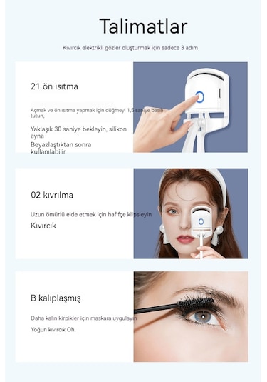 Zzhyt Elektrikli Kirpik Kıvırıcı Beyaz