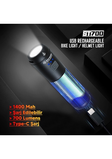 Stradacycles St-700 Lityum Şarj Edilebilir Ön Far