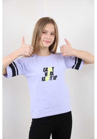 Toontoy Kids Toontoy Kız Çocuk Baskılı Tişört Mavi