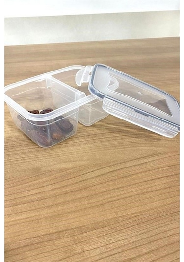 2 Bölmeli 0,45+0,45 Litre Kilitli Kapaklı Erzak Saklama Kabı Lc-524 Şeffaf
