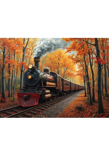 Nova Puzzle 1000 Parça Buharlı Sonbahar Yolculuğu Puzzle - Kara Tren