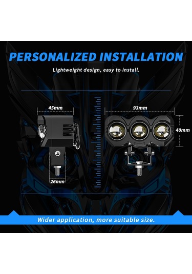 Hallow-2 Adet Motosiklet Işık Led Spot Çift Renkli Yüksek/düşük Lmk00328