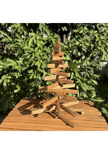 Leftover Ahşap Yılbaşı Ağacı - 54cm Kahverengi