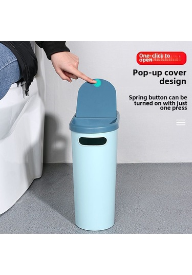 Teltree Ev Çöp Kutusu Mutfak/banyo İçin, Basma Kapaklı, Boşluk Tasarımı, Kaliteli Plastik, Büyük Kapasite, Mavi 9219 Diğer