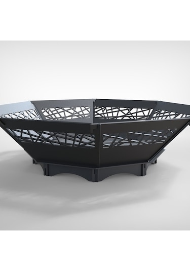 Oktagon Ateş Çukuru Bahçeniz İçin Sekizgen Portatif Ve Dekoratif Siyah