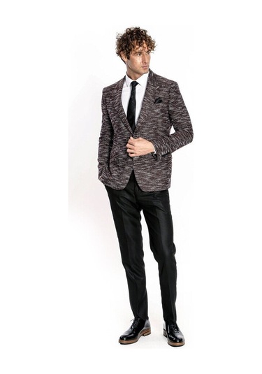 Wessi Desenli Slim Fit Spor Bordo Erkek Ceket - Wessi Bordo