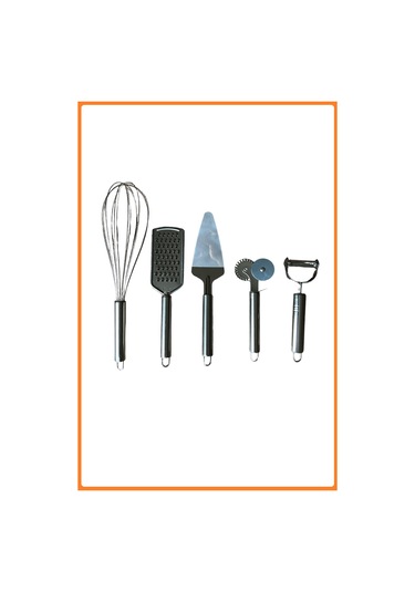 Beşli Mutfak Seti, Çırpıcı, Spatula, Soyacak, Pizza Kesici, Rende
