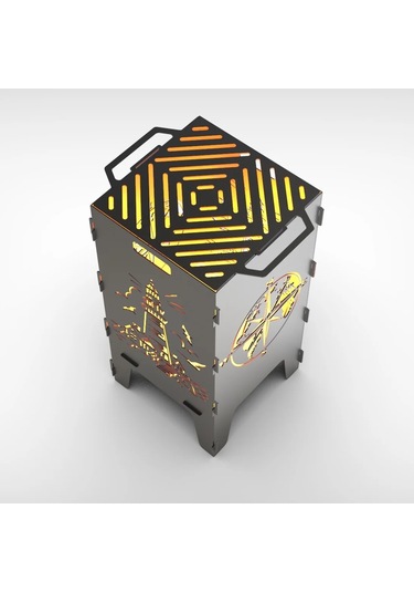 Deniz Feneri Ve Pusula Desenli Dekoratif Mangal