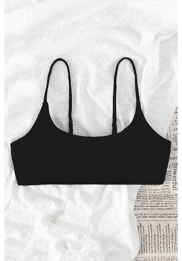 Angelsin Ayarlanabilir Askılı Şık Tasarım Bikini Üstü Siyah 001