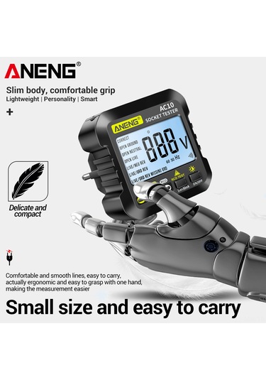 Moveevo Aneng Ac10 Ev Elektrik Prizi Testeri, Polarite Ve Faz Kontrol Cihazı, Abs Malzeme, 90-250v, Avrupa Standartı Pil Dahil Değil