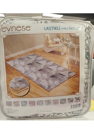 Evneşe 6m2 Lastikli Halı Örtüsü Desenli S89 Gri