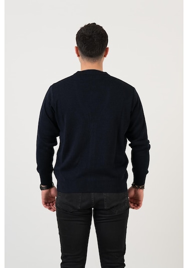 Woolen World Düğmeli Çift Cepli Nokta Desenli Erkek Triko Hırka 001
