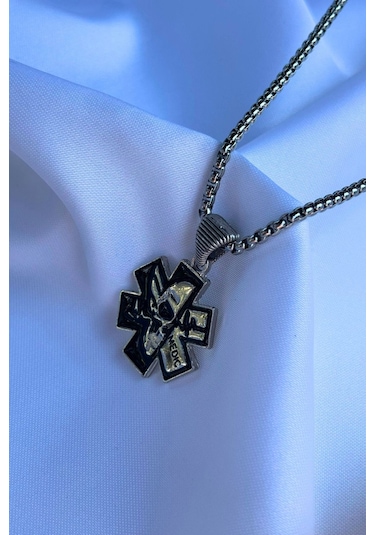 Medikal El İşçiliği Paslanmaz Çelik Zincir Erkek Kolye Gümüş