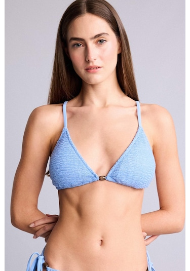 Defacto Regular Fıt Kırışık Dokulu Mavi Bikini Üstü E0205ax26smbe552 Mavi-be552