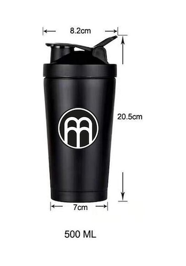 Hallow-500 Ml Çalkalayıcı Tel Çırpma Topu İle Şişe Yalıtımlı Siyah