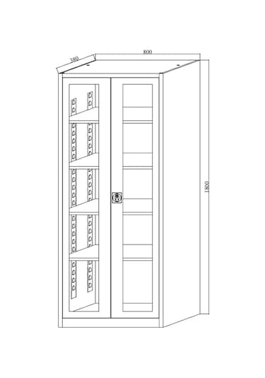 Dosya Dolabı Camlı Dosya Dolapları Ofis Dolabı Metal Dolap Gri / Gri
