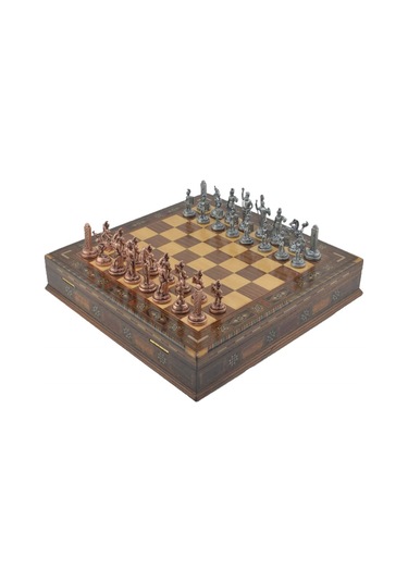 Gifthome Metal Satranç Takımı-seti orta yunan antik sandıklı Masi