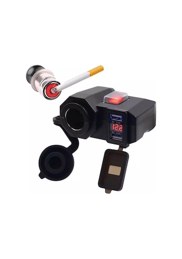 Motosiklet Usb Şarj Voltmetre Çakmaklık