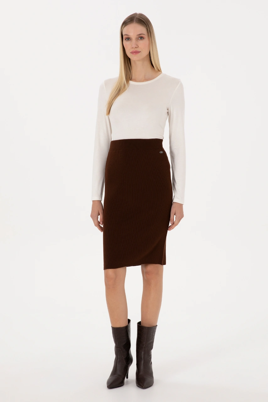 U.s. Polo Assn. Kadın Koyu Kahverengi Etek Triko 50315594-vr084 Koyu Kahverengi