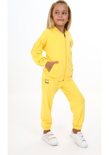Toontoy Kız Çocuk You Are Best Yazılı Baskılı Eşofman Takım Koyu Sarı