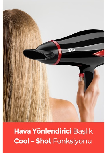 Evia Lodos 2200Watt DC Motorlu Isı ve Hız Ayarlı Difüzör Başlıklı Saç Kurutma Fön Makinesi Gold