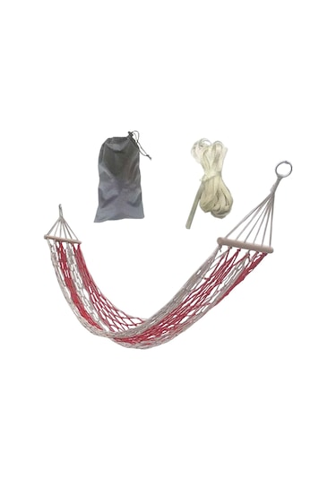 Suntek Kamp Hamak Ağır Katlanır Plaj Veranda Kırmızı-beyaz Beyaz - Kırmızı