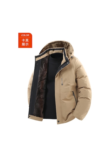 Orta Yaşlı Erkekler İçin Yeni Stil Kalın Kışlık Pamuklu Dolgulu Ceket, Kışlık Giyim, Sıcak Kışlık Giysiler Haki