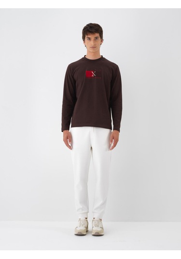 Ekru Pamuk Dokulu Regular Fit Sweat Pantolon 380186 Ekru