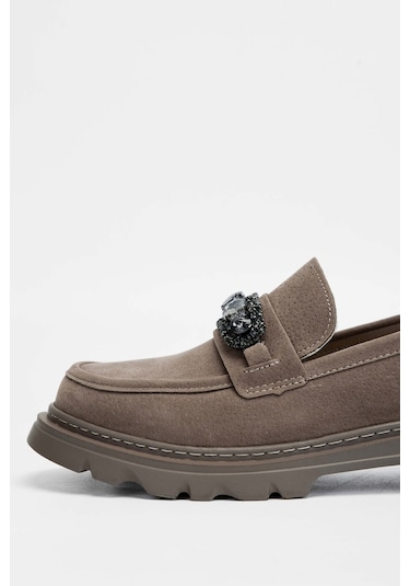 Tamer Tanca Kadın Vegan Vizon Loafer Ayakkabı 817 2399 Bn Ayk Sk23/24 Vızon Suet Vizon