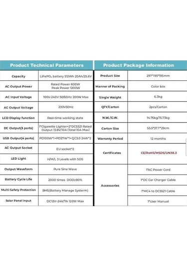 Orbus 600 W Taşınabilir Güç Kaynağı Power Station