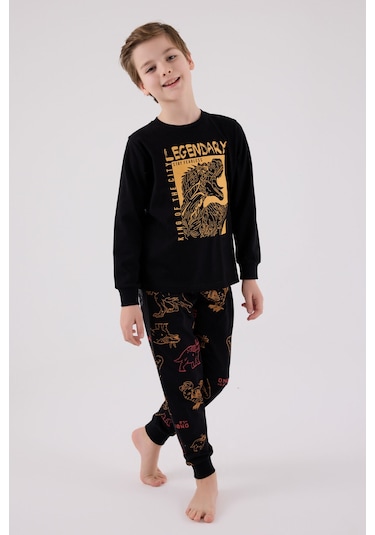 Rolypoly Erkek Çocuk Siyah Pijama Takımı Rp3671-c-v1