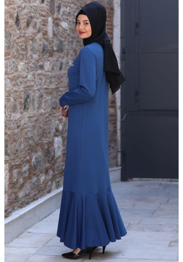 Azra Tesettür Elbise Mavi Mavi