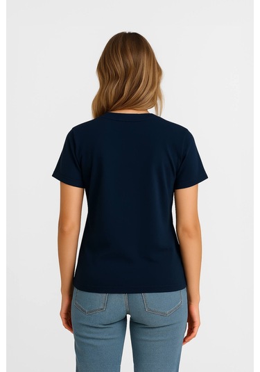 Markapia Woman Kadın %100 Pamuk Basic T-shirt Lacivert