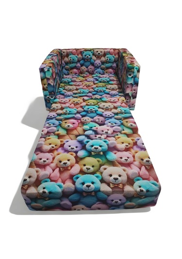 Katlanır Yer Yatağı - Çocuk Koltuğu - Bebek Yatağı 0-5 Yaş Ayıcık Desenli