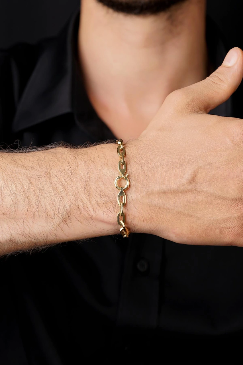 14 Ayar Altın Yengeç Bileklik Erkek 6.40 Mm Blk5845-e Sarı Altın