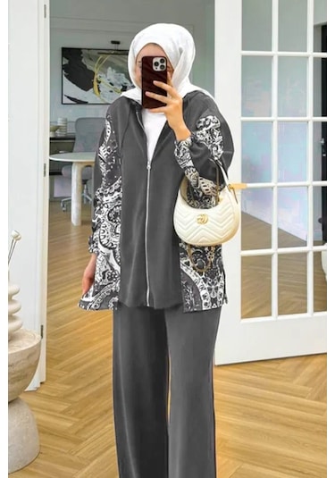 Desenli Oysho İkili Takım 1653 - Antrasit Antrasit