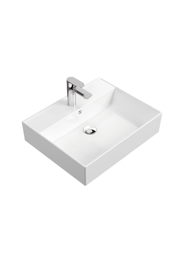 Aqua Bagno Plan Seramik Tezgah Üstü Kare Çanak Lavabo 55 x 45 CM