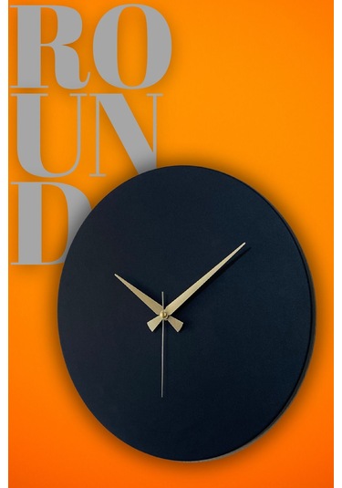 Round Model Modern Metal Sıvama Akar Sessiz Mekanizmalı Duvar Saati 40 40 Cm Siyah