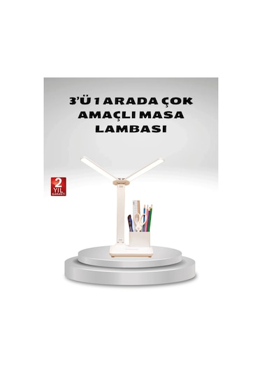 Bfs Kısılabilir Led Masa Lambası Kalemlik Ve Telefon Standlı, Göz Yormayan Işık Çok Renkli