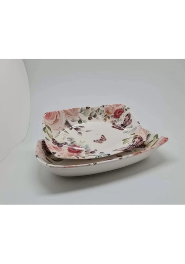 Dijital Baskılı 2'li Dikdörtgen Kayık Tabak Çok Renkli