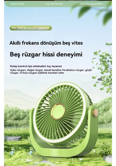 Aurora Fan Gece Lambasık Lipsi Fan Ofis Masaüstü Usb Şarjı Beyaz