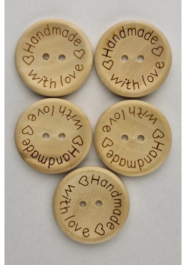 En Büyük Boy 30 Mm Ahşap Handmade Açık Renk Kaban Çeket Hırka Yelek Düğmesi 5 Adet