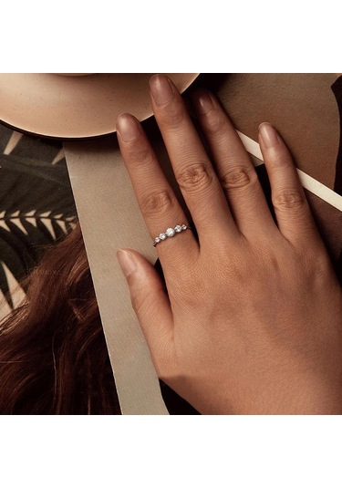 Bsr620 S925 Sterling Silver Platinum-plated Shining Zircon Ring 8 Çok Renkli