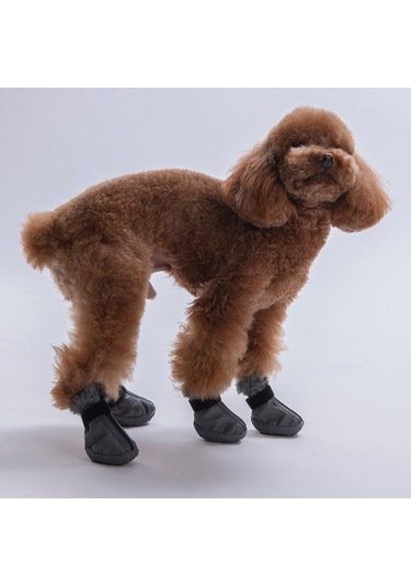 Gri Deri Köpek Ayakkabısı-köpek Patiği